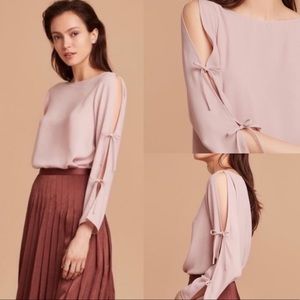 Aritzia Wilfred Pozzi Blouse | Tie-Sleeve Blouse in Pink | Size XXS